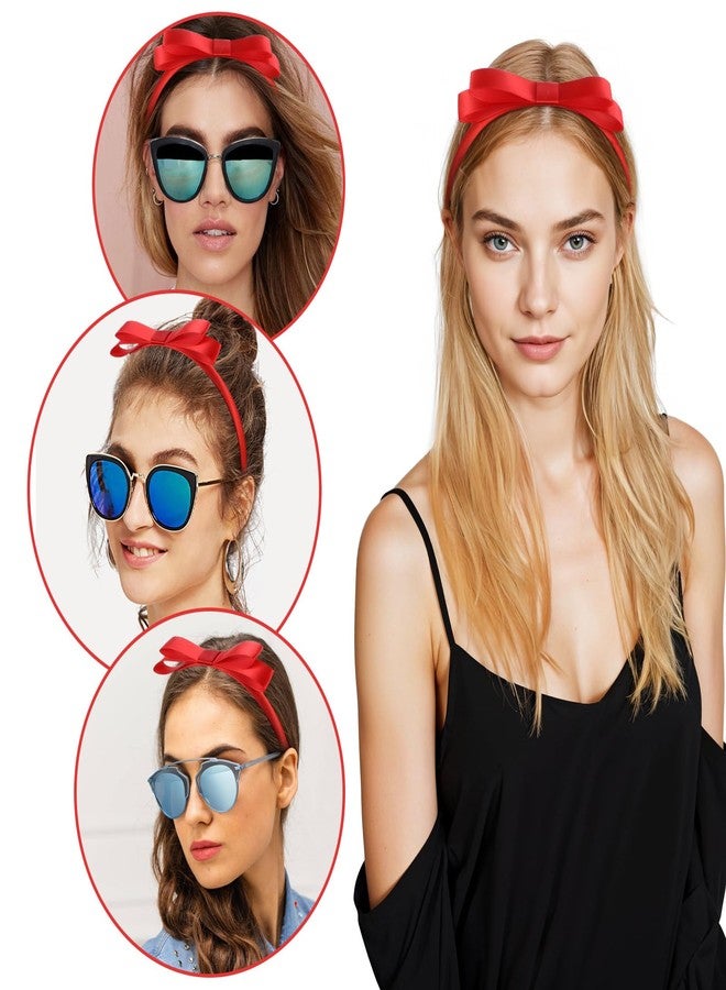 Tyqour 2 Pcs Red Bow Headband for Women Cute Bowknot Headbands Bow Knotted Hair Hoop for Birthday Christmas World Book Day Party Cosplay Costume Accessories (5.51x4.72inch) - Image 5